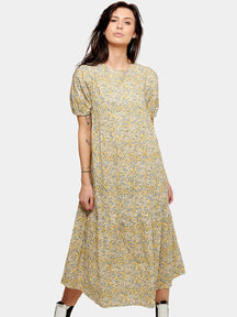 Sofie Long Dress - Blue & Yellow Floral