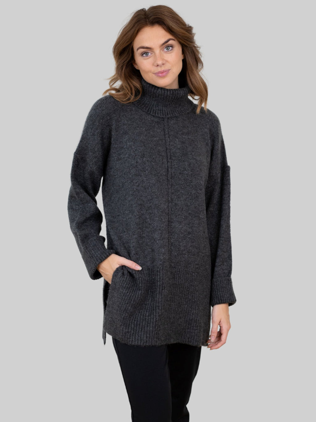 Tatiana Roll Neck Pullover - Donkere grijs