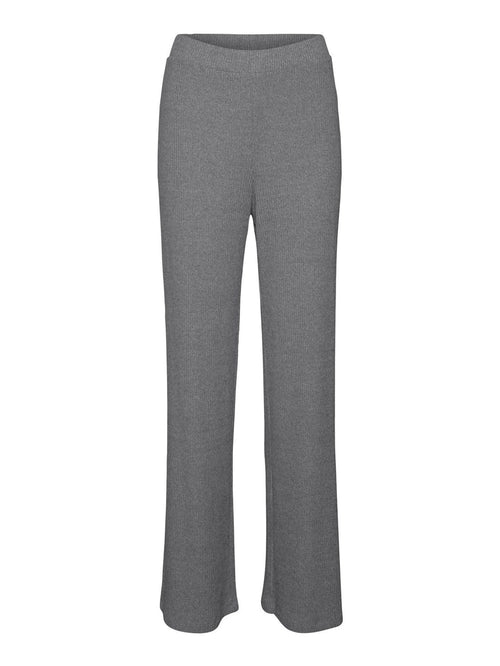 Tia Rib Wide Pants - Medium Gray Melange - TeeShoppen Group™ - Pants - Vero Moda