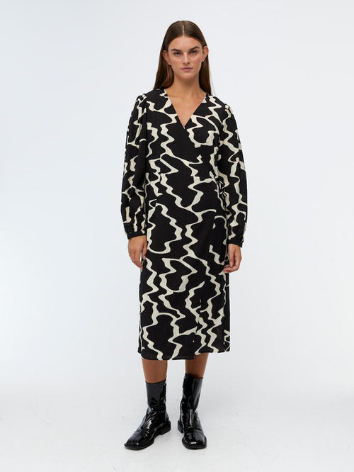 Vanja Wrap Kjole - Sort - TeeShoppen Group™ - Dress - Object
